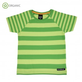 Villervalla - T-shirt med striber, grøn
